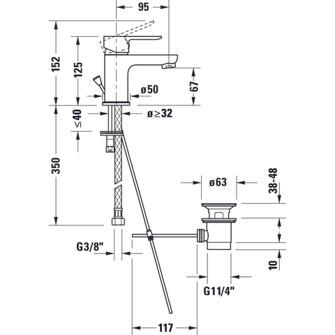 Duravit A.1 Wastafelmengkraan - met waste - s-size - hoogglans chroom SW420664