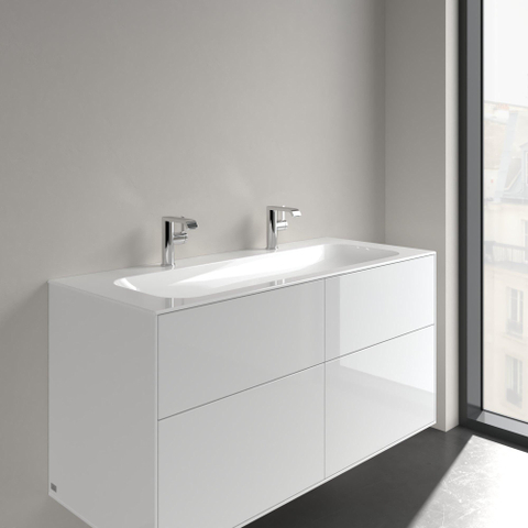 Villeroy & Boch finion meubelwastafel - met 2 kraangaten - 120x50cm CeramicPlus - zonder overloop - White Alpine (glans wit) SW106532