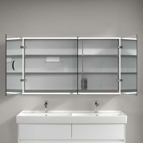 Villeroy & Boch My View Now My view - inbouw spiegelkast - 130x75cm - 3 deuren - 3 contactdoos LED - zilver SW641678