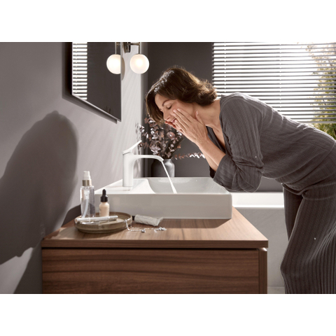 Hansgrohe VIVENIS 1 greeps wastafelkraan - 110 PopUp - trekwaste - mat wit SW642482