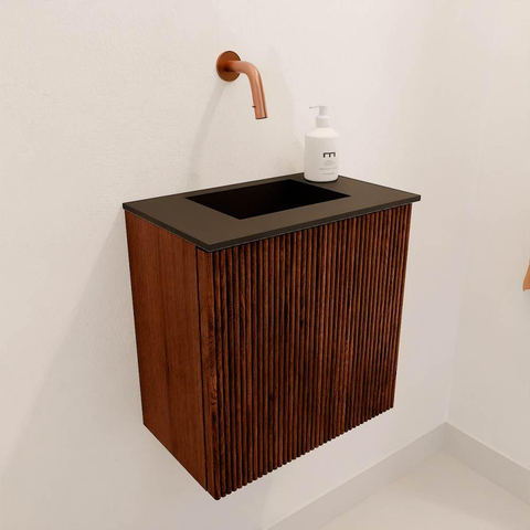 Mondiaz JOYA 40cm meuble de toilette - couleur Ruby - Vasque FAYE position Milieu Sans trou de robinet couleur Urban. SW1421792