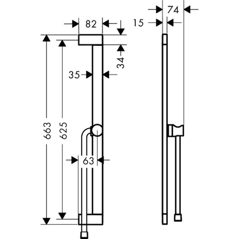 Hansgrohe Unica Glijstang S Puro - 65 cm - met easy slide schuifstuk en isiflex - doucheslang - 160 cm - geborsteld brons SW918106