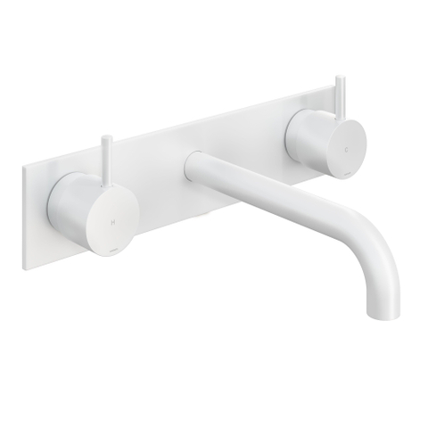 Hotbath Cobber Afbouwdeel wastafelmengkraan - 3 gats - met achterplaat en 18 cm uitloop - mat wit SW229700