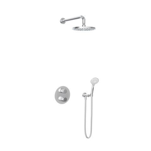 Hotbath Buddy IBS - Regendoucheset - 2-weg-omstel - 35cm wandarm - 20cm ronde hoofddouche - 3 standen handdouche - hoogglans chroom SW18257