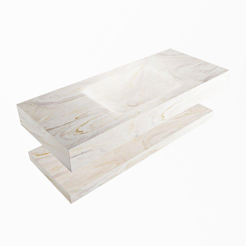 Mondiaz ALAN-DLUX Ensemble de meuble - 110cm - meuble Ostra mat - 0 tiroirs - Lavabo Cloud Ostra suspendu - vasque Centre - 1 trou de robinet SW809296
