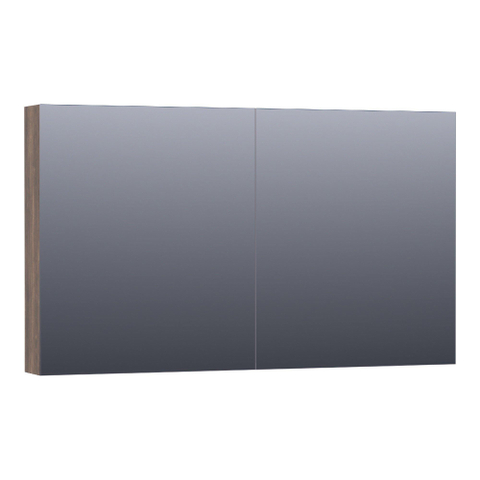 Saniclass Plain Spiegelkast - 120x70x15cm - 2 links/rechtsdraaiende spiegeldeuren - MFC - burned bark SW393015