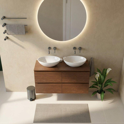 Saniclass Holz Pure Badkamermeubelset - 120x45x62cm - houten topblad eiken natural - zonder kraangat - 4 lades - mat walnut pure (hout) SW1580140
