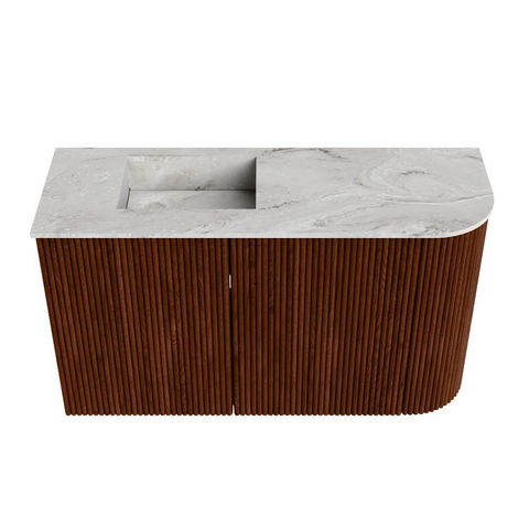 Mondiaz JOYA-DLUX 71.6cm toiletmeubel - ronding rechts kleur Ruby - Wastafel FAYE positie Links Zonder kraangat kleur Glace. SW1423621