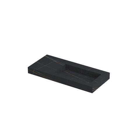 Ink Pitch lavabo - 100x45x9cm - vasque à droite - sans trou de robinet - lauren black mat SW693318
