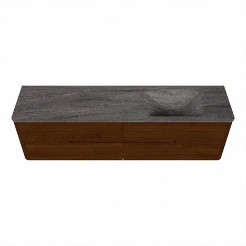 Mondiaz CIRO-DLUX Ensemble de meubles de salle de bains - 180x45x50cm - lavabo solid surface Oza - 1 vasque à droite - sans trous de robinet - 4 tiroirs - Ruby SW1532132