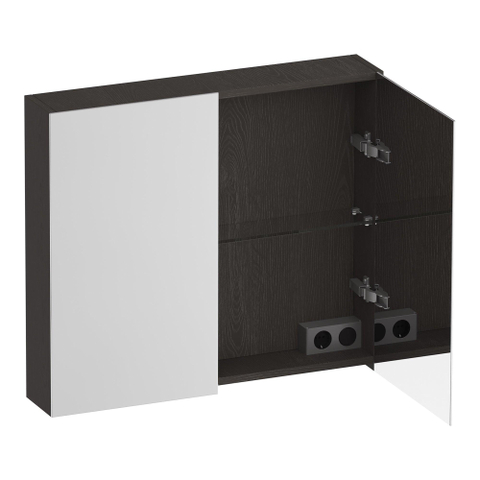BRAUER Impress spiegelkast – 80x70x15 cm – 2 deuren, dubbelzijdige spiegeldeuren – Timber Anthracite SW1199040