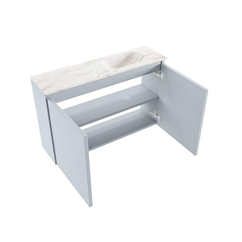 MONDIAZ TURE-DLUX 80cm meuble de toilettes Clay. EDEN lavabo Frappe position à droite. Sans trou de robinet. SW1102708