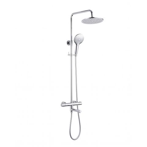 Fortifura Calvi Regendoucheset - thermostatisch - 25cm hoofddouche - gladde slang - ronde handdouche - draaibare baduitloop - chroom SW1592498