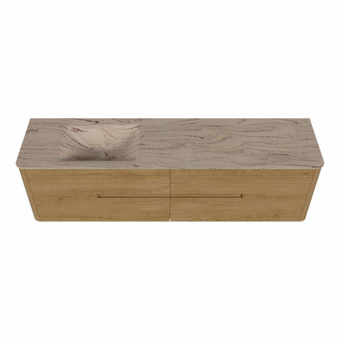Mondiaz CIRO-DLUX Badkamermeubelset - 180x45x50cm - Solid surface wastafel Arena - 1 wasbak Links - 1 kraangat - 4 lades - Oak SW1531419