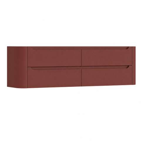 H&R Badmeubelen Juice Wastafelonderkast - 180x45x50cm - afgeronde hoeken - 4 lades - geïntegreerde greep - Terra mat SW1491611