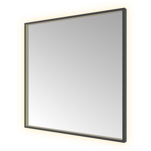 Hotbath &MORE Spiegel - 80x80cm - direct en indirect LED - color changing - spiegelverwarming - met afstandsbediening - PVD - geborsteld zwart SW1246156
