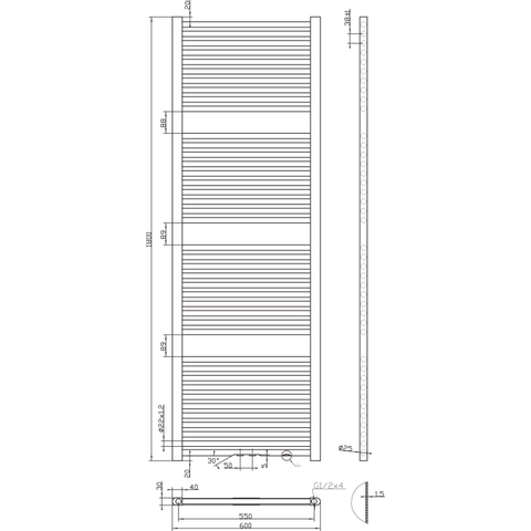 Best Design Zero radiator recht model 1800x600mm SW280359