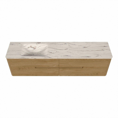 Mondiaz CIRO-DLUX Badkamermeubelset - 190x45x50cm - Solid surface wastafel Nata - 1 wasbak Links - 1 kraangat - 4 lades - Oak SW1531491