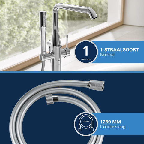 Grohe Essence New Afbouwdeel vrijstaande badkraan - omstel - draaibare uitloop 27.7cm - handdouche - doucheslang - brushed cool sunrise (goud) SW98813