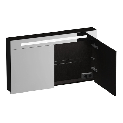 BRAUER Promise armoire de toilette – 119 x 70 x 15 cm – LED directe en haut – 2 portes – Timber Black SW1203702