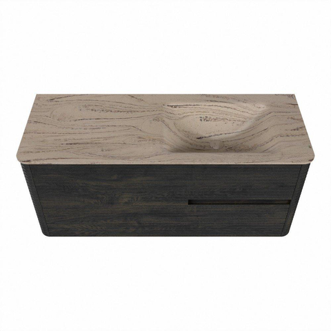 Mondiaz CIRO-DLUX Ensemble de meubles de salle de bains - 120x45x50cm - Plan vasque solid surface Arena - 1 lavabo à droite - sans trous de robinet - 2 tiroirs - Shadow SW1532352