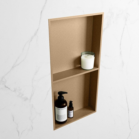 Mondiaz EASY Niche salle de bains - 59.5x8x29.5cm - à encastrer ou à monter - 2 compartiments - Oro | Oro SW1017036