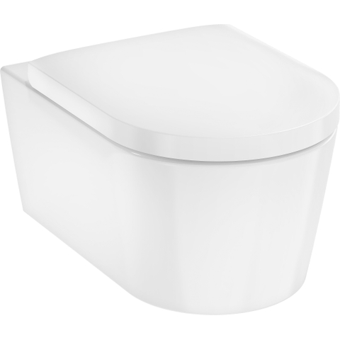 Hansgrohe EluPura S Wandtoilet - 540 - rimless - aquahelix Flush - met toiletzitting en softclose deksel - met quickrelease - smartclean - hygieneeffect - glans wit SW962907