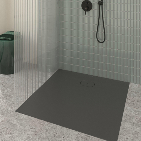Villeroy & Boch Ecora douchebak - 100x100x3.5cm - afvoer korte zijde - anthracite (antraciet) SW1558878