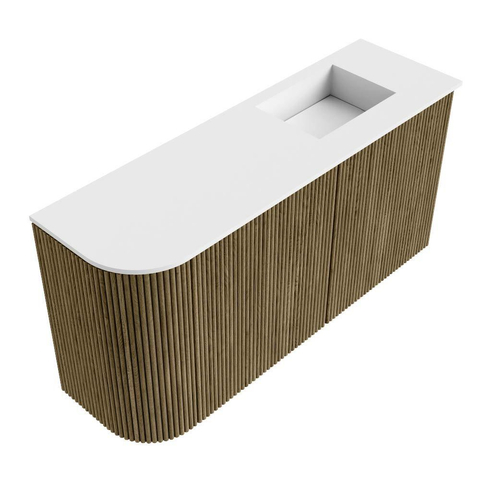 Mondiaz JOYA 81.6cm toiletmeubel - ronding links kleur Dusk - Wastafel FAYE positie Rechts Zonder kraangat kleur Talc. SW1421691