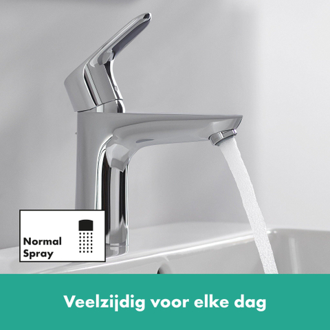 Hansgrohe Focus Eengreeps wastafelmengkraan - 100 - coolstart - met PopUp - trekwaste - hoogglans chroom 0450686
