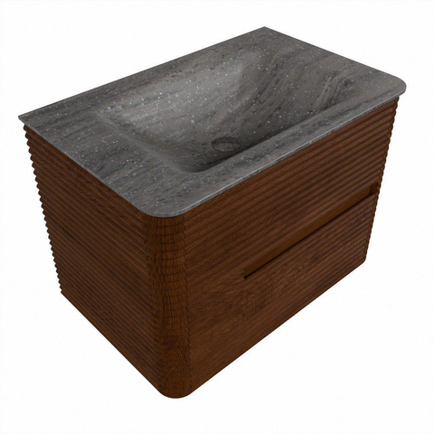 Mondiaz CIRO-DLUX Badkamermeubelset - 70x45x50cm - Solid surface wastafel Oza - 1 wasbak Midden - zonder kraangaten - 2 lades - Ruby SW1532143