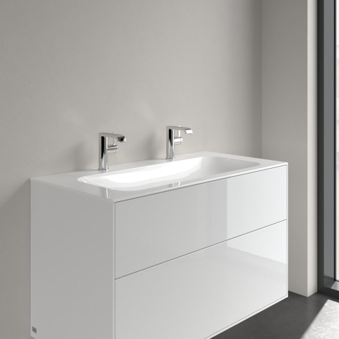 Villeroy & Boch finion meubelwastafel - met 2 kraangaten - 100x50cm CeramicPlus - zonder overloop - White Alpine (glans wit) SW106524