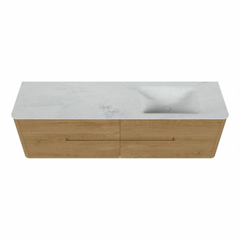 Mondiaz CIRO-DLUX Ensemble de meubles de salle de bains - 170x45x50cm - Plan vasque solid surface Opalo - 1 vasque à droite - 1 trou de robinet - 4 tiroirs - Chêne SW1530954