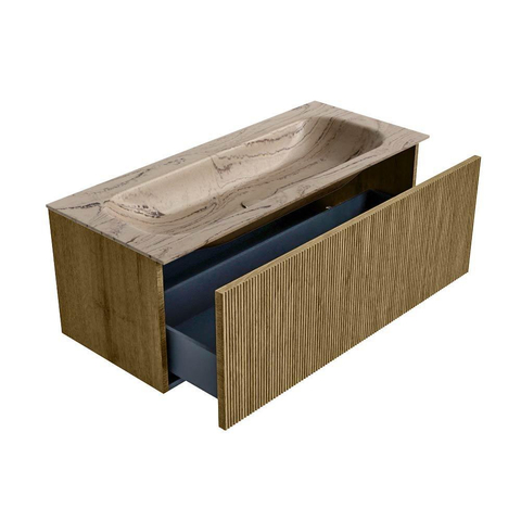 MONDIAZ KURVE-DLUX 110cm badmeubel kleur Dusk met 1 lade en 0 deuren. Wastafel BIG MEDIUM Midden zonder kraangat Arena. SW1431392