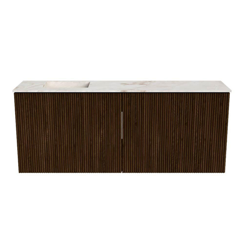 Mondiaz JOYA-DLUX 100cm toiletmeubel - kleur Walnut - Wastafel FAYE positie Links Zonder kraangat kleur Frappe. SW1422328