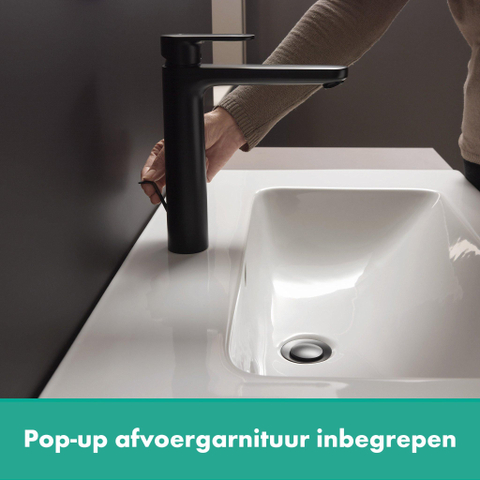 Hansgrohe Vernis Blend Eengreeps wastafelmengkraan - 190 met PopUp - trekwaste - mat zwart SW651526