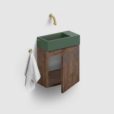 Clou Flush 3 lave-mains 36x18cm s. trou de robinet à droite vert pin mat cér. SW795725
