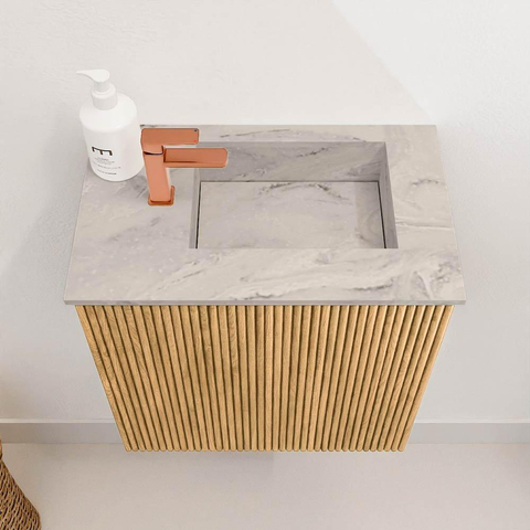 Mondiaz JOYA-DLUX Meuble de toilette 40cm - couleur Oak - Vasque FAYE position Droite 1 trou de robinet couleur Glace SW1421985
