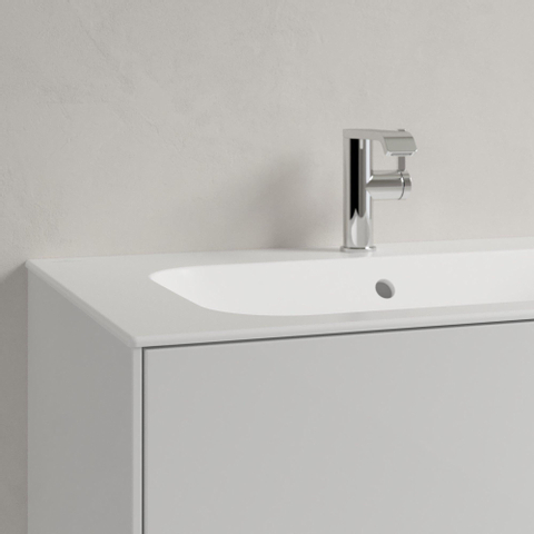 Villeroy & Boch finion meubelwastafel - 1 kraangat - 80x50cm CeramicPlus - met verdekte overloop - Stone White (mat wit) SW209573