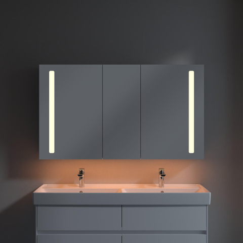 Villeroy & Boch my view 14 My View spiegelkast - met 3 deuren - met geïntegreerde LED verlichting verticaal - 130x75x17.3cm - zilver 1024983