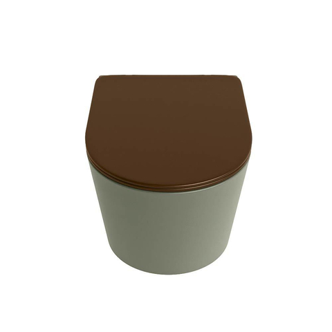 Mondiaz LAVIE WC suspendu – sans bride – 36 x 53 cm – avec abattant softclose – Army (vert), abattant Rust (brun) SW1208696