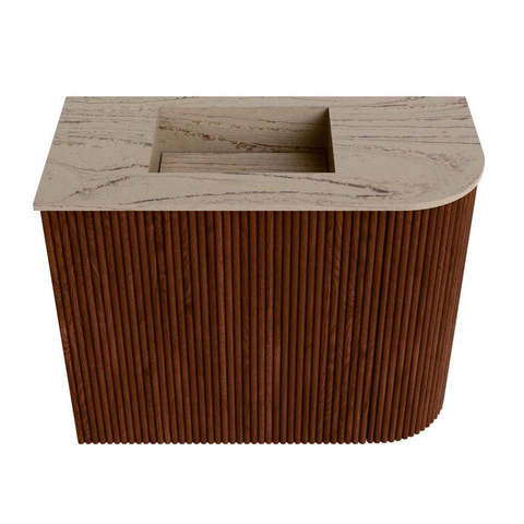Mondiaz JOYA-DLUX Meuble de toilette 51,6cm - arrondi droit couleur Ruby - Lavabo FAYE position Gauche 1 trou de robinet couleur Arena SW1425285