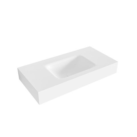 Mondiaz GRUNNE wastafel - 80x41x12cm - wasbak midden - zonder kraangat - talc (wit) SW427895