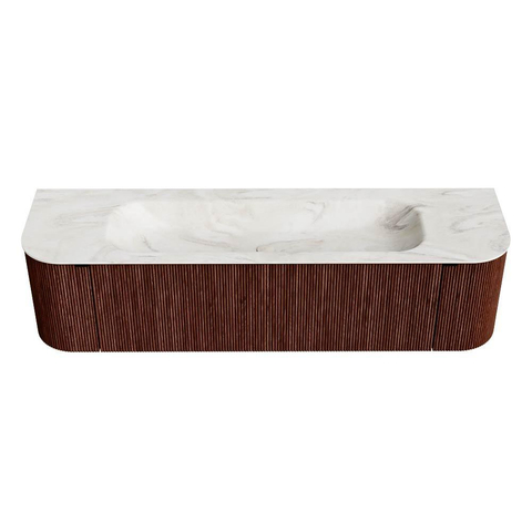 Mondiaz KURVE-DLUX Badkamermeubelset - 170x46x40cm - 1 lade - 2 deuren - wastafel solid surface - midden - zonder kraangat - Ruby SW1416125