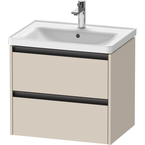 Duravit Ketho.2 Wastafelonderbouwkast - met 2 laden - 63.4x45.5x54.9cm - met grepen antraciet - taupe supermat SW772434