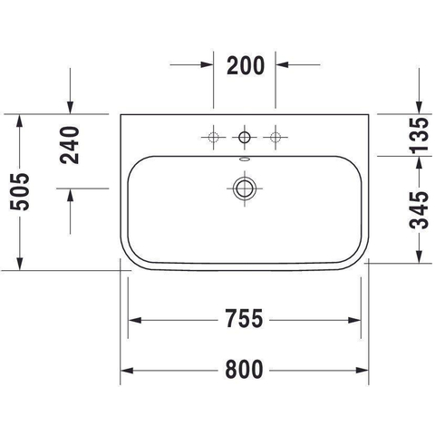 Duravit Happy D.2 Meubelwastafel - 80x50.5cm - met 1 kraangat - met overloop - wit SW54304