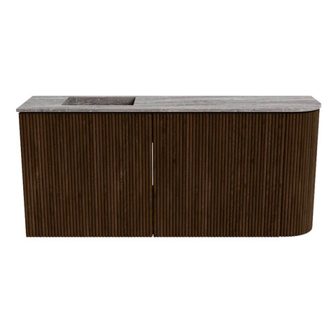Mondiaz JOYA-DLUX 91.6cm toiletmeubel - ronding rechts kleur Walnut - Wastafel FAYE positie Links 1 kraangat kleur Oza. SW1424597