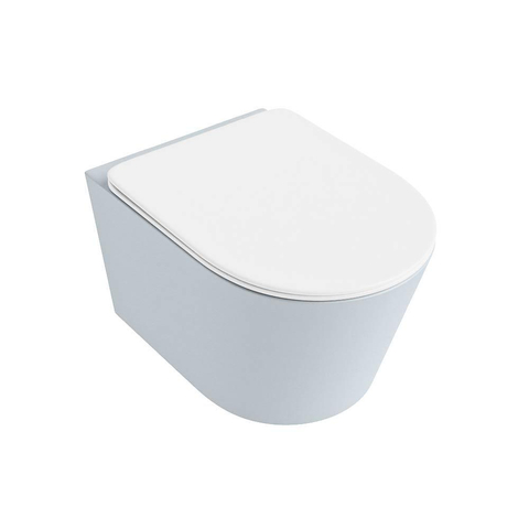 Mondiaz LAVIE WC suspendu – sans bride – 36 x 53 cm – avec abattant softclose – Clay (bleu clair/gris), abattant Talc (blanc) SW1208754