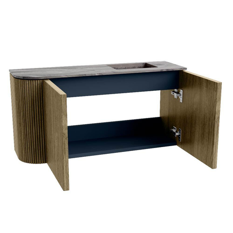 Mondiaz JOYA-DLUX Meuble de salle de bains 81,6cm - arrondi gauche couleur Dusk - Vasque FAYE position Droite Sans trou de robinet couleur Sombra. SW1426163