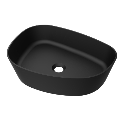 Arcqua Rocker Waskom - opbouw - organisch - links - 50x37cm - mat zwart SW976318